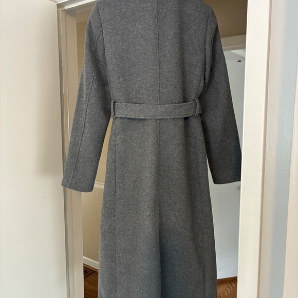 H&M Wool-Blend Tie Belt Coat Gray, Size XXS - Picture 4 of 9